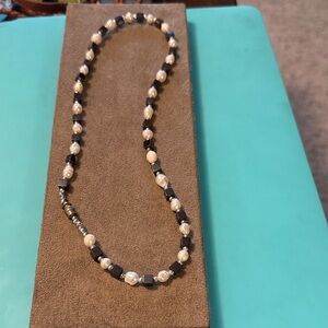 Elegant Black and White Beaded Necklace